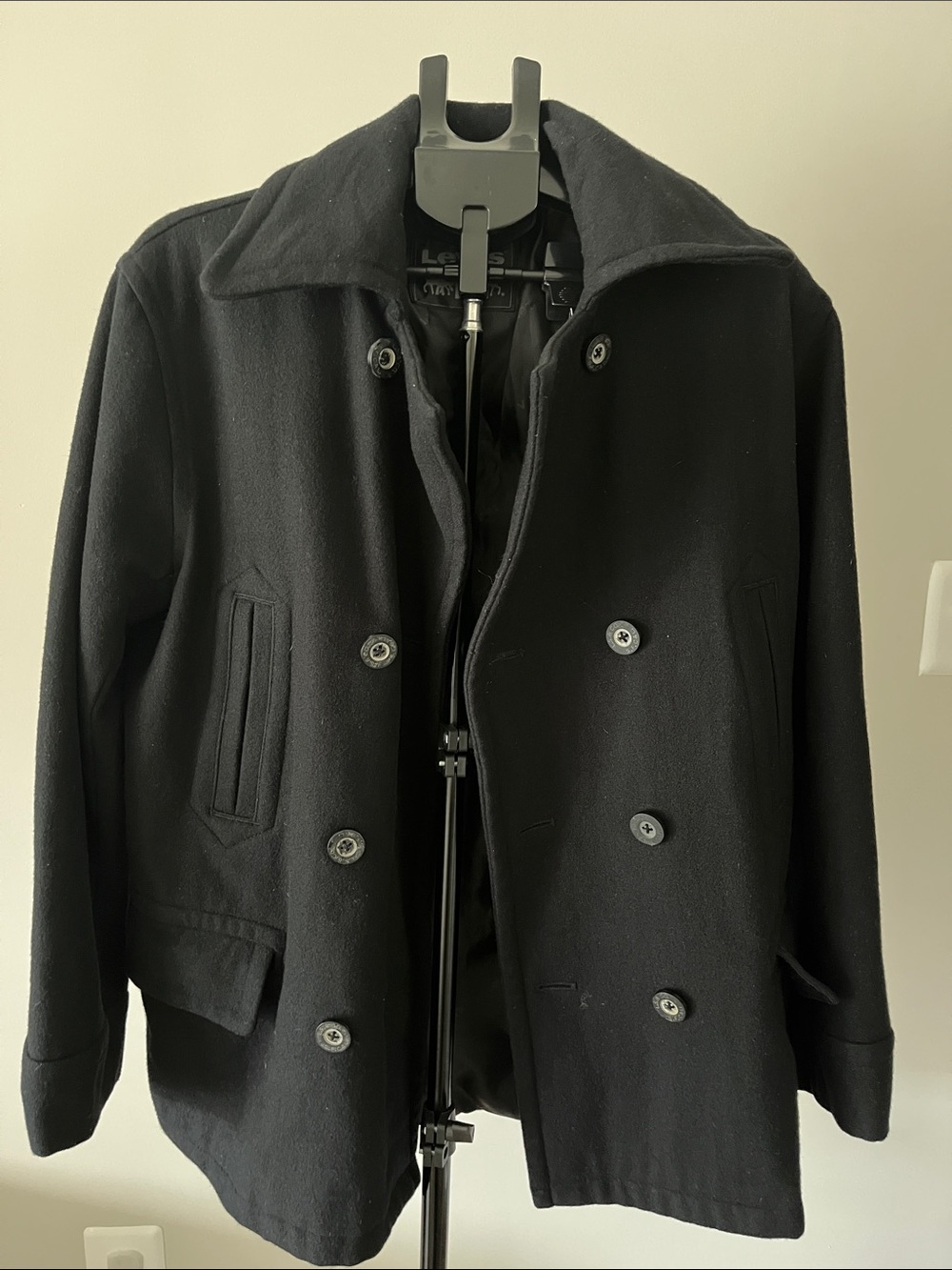 Levi's Black Double-Breasted Peacoat